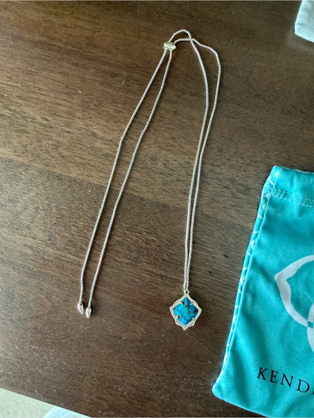 Kendra Scott Blue Turquoise Pendant Necklace with Silver Chain - Picture 4 of 4